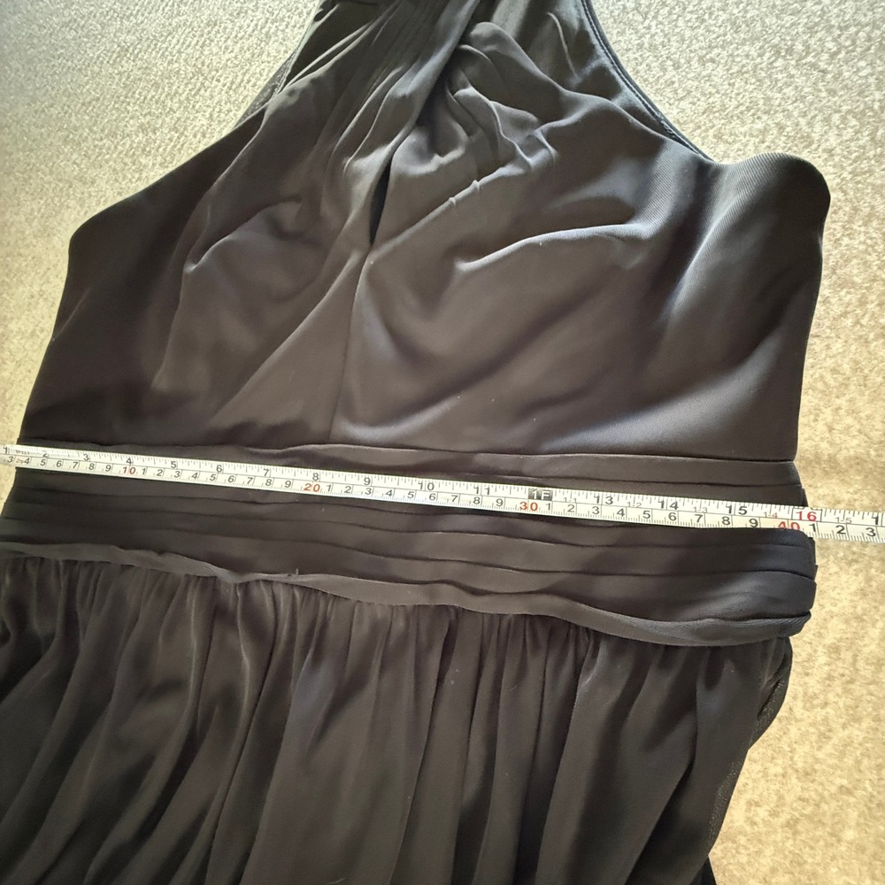 Black Mesh Crisscross Halter Maxi Dress Gown S 12 Formal Slit Prom Davids Bridal - Picture 7 of 10
